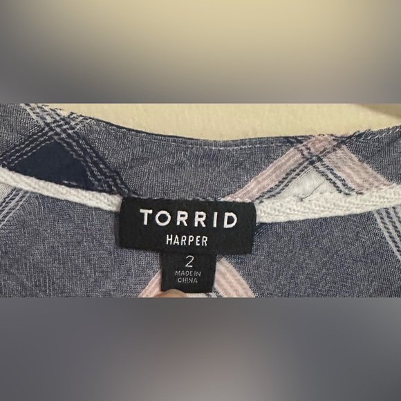 Torrid Harper Cotton Pullover 3/4 Sleeve Blouse Size 2X Plaid - Picture 4 of 9